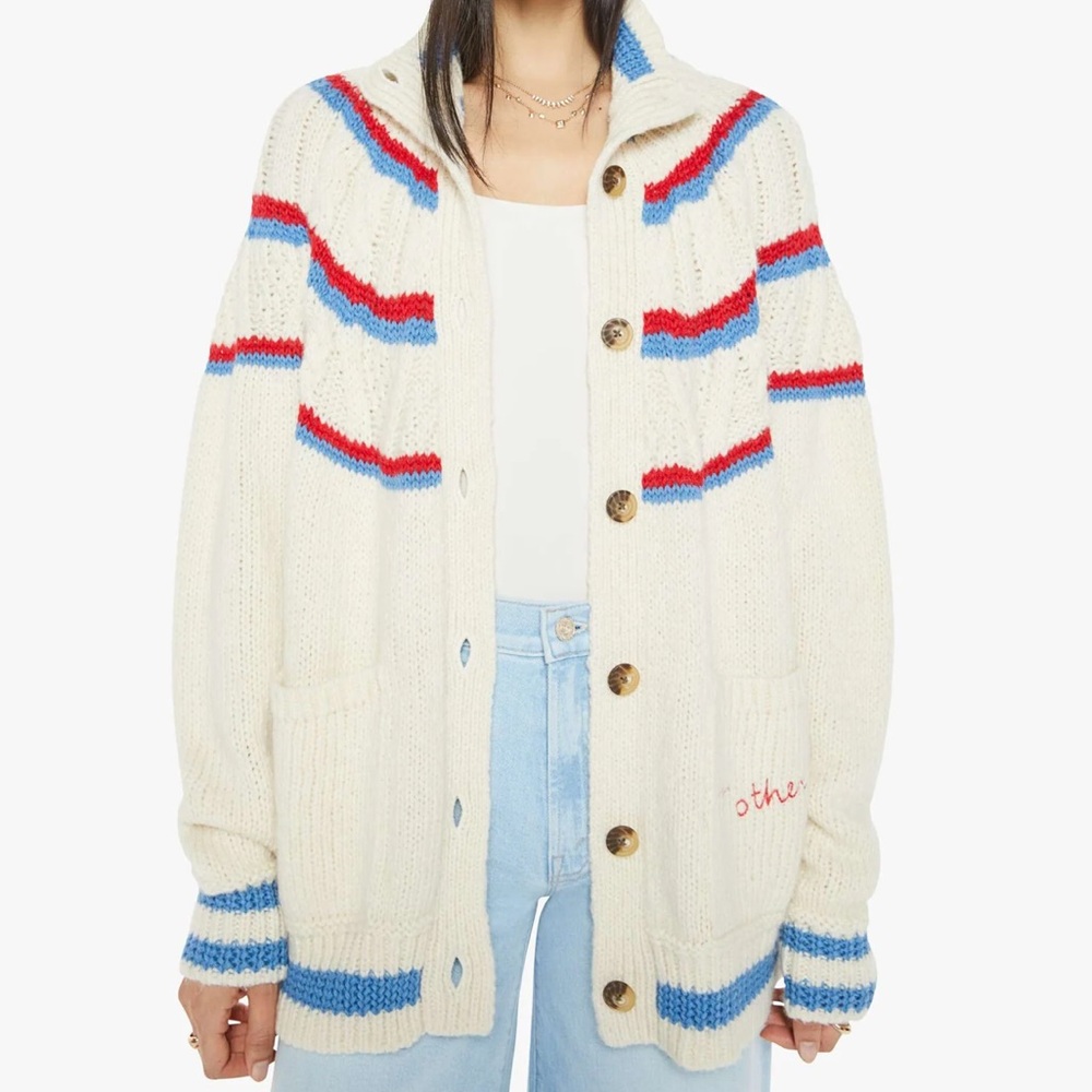 MOTHER The Mock Neck Button Cardigan